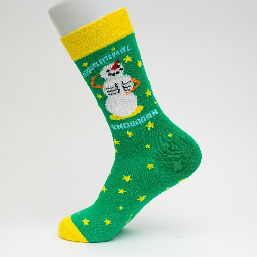 Abdominal Snowman Themed Mid Calf Length Socks